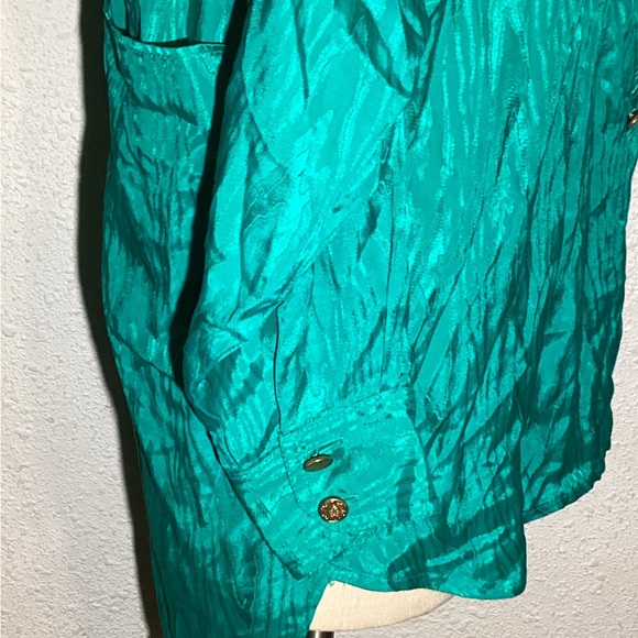 Holly Sharp vintage green open back blouse size 0/S - Picture 7 of 11